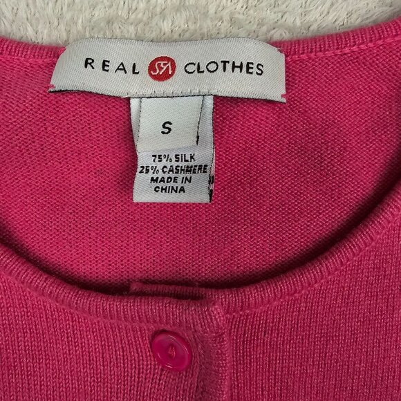 Real Clothes Cardigan Womens Small Pink Silk Cashmere Sweater Career Office Saks - Picture 6 of 10